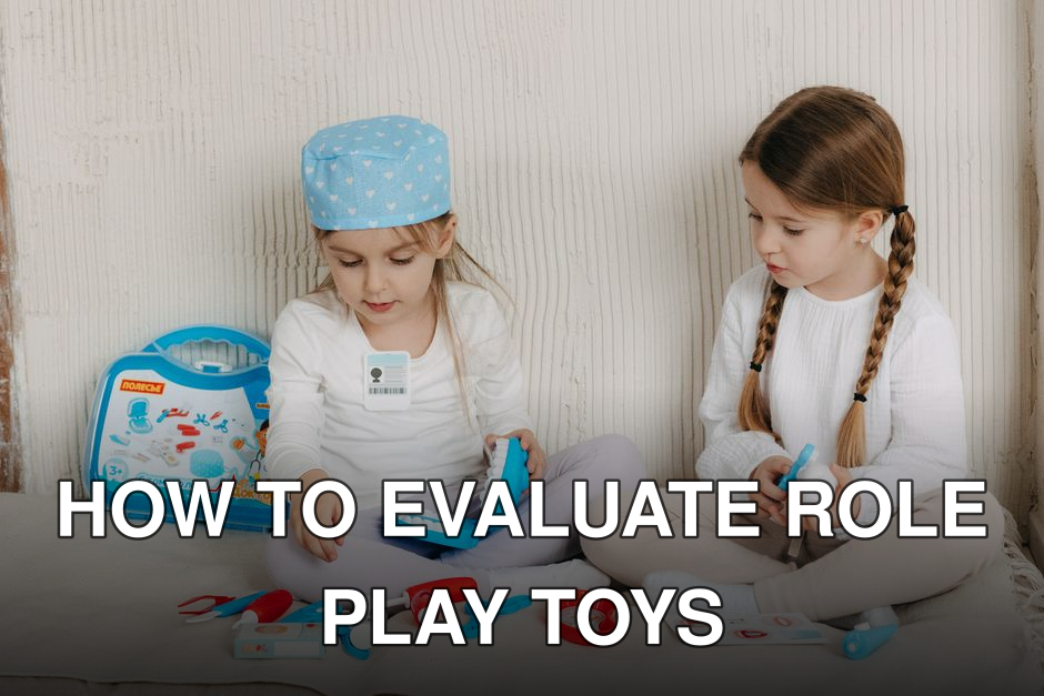 Two young girls role-playing as dentists with a toy dental kit indoors.
