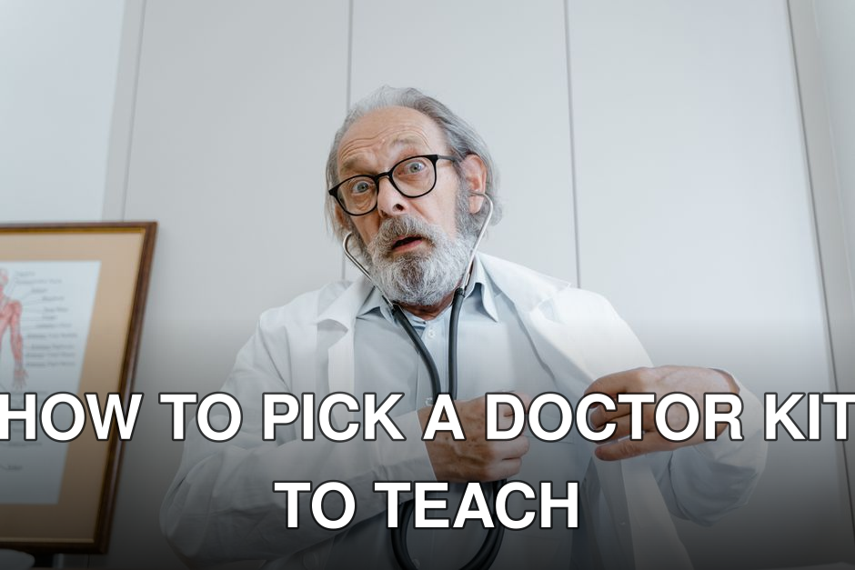 Surprised elderly doctor wearing lab coat and stethoscope indoors.
